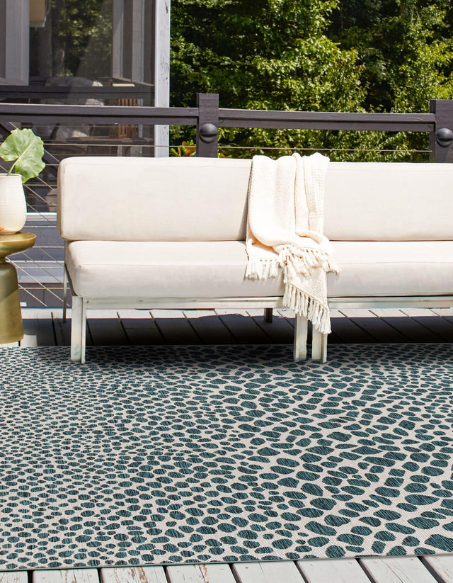 Teal 7' 10 x 7' 10 Jill Zarin Outdoor Square Area Rug Weather Resistant for Patio, Deck, Terrace, Balcony, Porch Durable 100% Polypropylene Carpet for Outside for Sale at Rug Engine