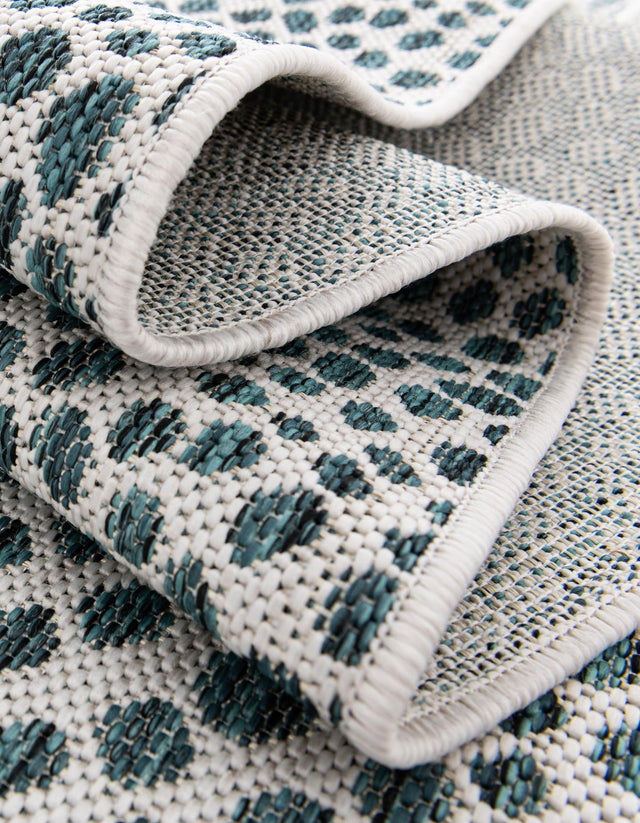 Teal 13' 1 x 13' 1 Jill Zarin Outdoor Square Area Rug Weather Resistant for Patio, Deck, Terrace, Balcony, Porch Durable 100% Polypropylene Carpet for Outside for Sale at Rug Engine