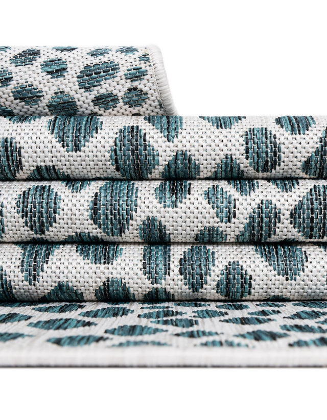 Teal 10' 8 x 10' 8 Jill Zarin Outdoor Square Area Rug Weather Resistant for Patio, Deck, Terrace, Balcony, Porch Durable 100% Polypropylene Carpet for Outside for Sale at Rug Engine