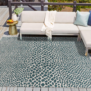 Teal 13' 1 x 13' 1 Jill Zarin Outdoor Square Area Rug Weather Resistant for Patio, Deck, Terrace, Balcony, Porch Durable 100% Polypropylene Carpet for Outside for Sale at Rug Engine