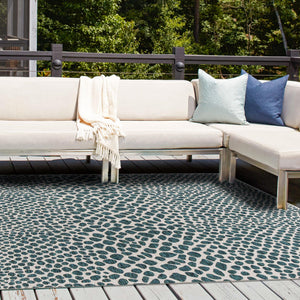 Teal 10' 8 x 10' 8 Jill Zarin Outdoor Square Area Rug Weather Resistant for Patio, Deck, Terrace, Balcony, Porch Durable 100% Polypropylene Carpet for Outside for Sale at Rug Engine