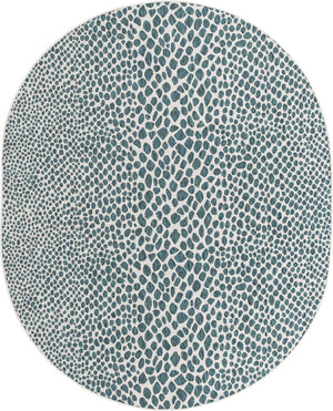 Teal 8' x 10' Jill Zarin Outdoor Oval Rug