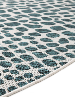Teal 6' 7 x 6' 7 Jill Zarin Outdoor Round Area Rug Weather Resistant for Patio, Deck, Terrace, Balcony, Porch Durable 100% Polypropylene Carpet for Outside for Sale at Rug Engine