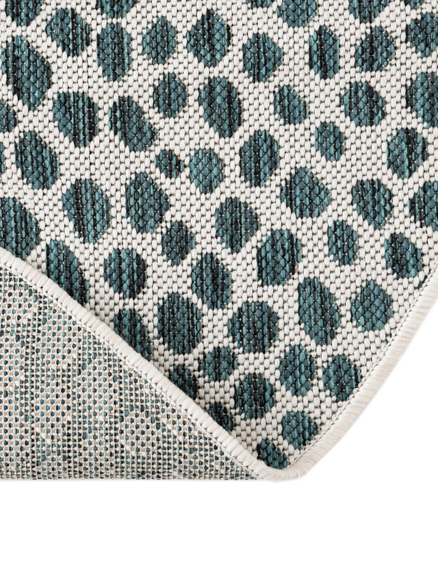 Teal 4' 1 x 4' 1 Jill Zarin Outdoor Round Area Rug Weather Resistant for Patio, Deck, Terrace, Balcony, Porch Durable 100% Polypropylene Carpet for Outside for Sale at Rug Engine
