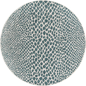 Teal 6' 7 x 6' 7 Jill Zarin Outdoor Round Area Rug Weather Resistant for Patio, Deck, Terrace, Balcony, Porch Durable 100% Polypropylene Carpet for Outside for Sale at Rug Engine