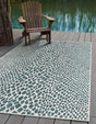 Teal 1' 4 x 1' 4 Jill Zarin Outdoor Sample Area Rug Weather Resistant for Patio, Deck, Terrace, Balcony, Porch Durable 100% Polypropylene Carpet for Outside for Sale at Rug Engine
