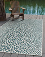 Teal 7' 1 x 10' Jill Zarin Outdoor Rectangle Area Rug Weather Resistant for Patio, Deck, Terrace, Balcony, Porch Durable 100% Polypropylene Carpet for Outside for Sale at Rug Engine