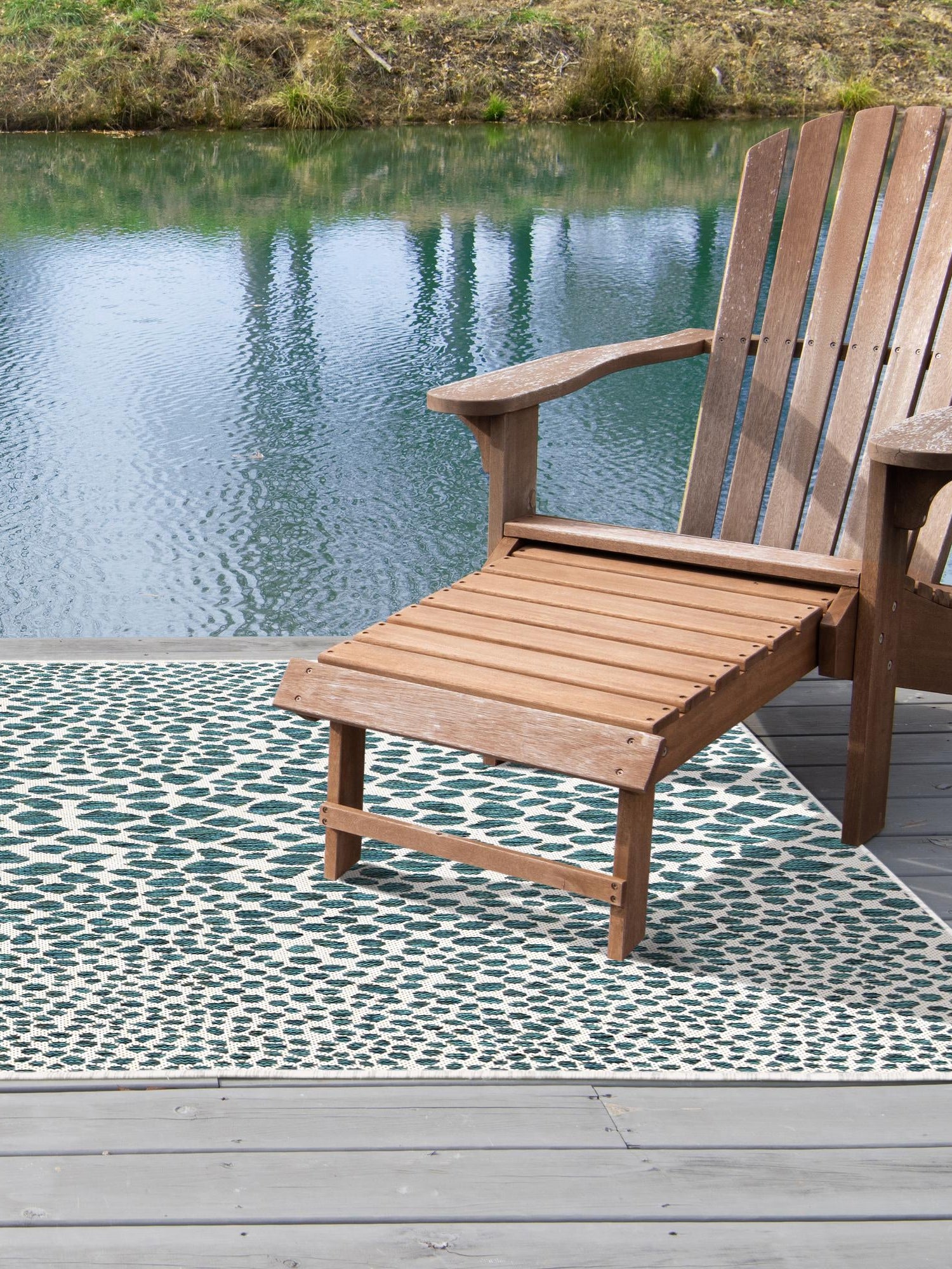 Teal 7' 1 x 10' Jill Zarin Outdoor Rectangle Area Rug Weather Resistant for Patio, Deck, Terrace, Balcony, Porch Durable 100% Polypropylene Carpet for Outside for Sale at Rug Engine