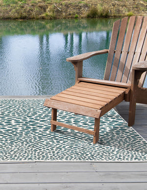 Teal 7' 1 x 10' Jill Zarin Outdoor Rectangle Area Rug Weather Resistant for Patio, Deck, Terrace, Balcony, Porch Durable 100% Polypropylene Carpet for Outside for Sale at Rug Engine