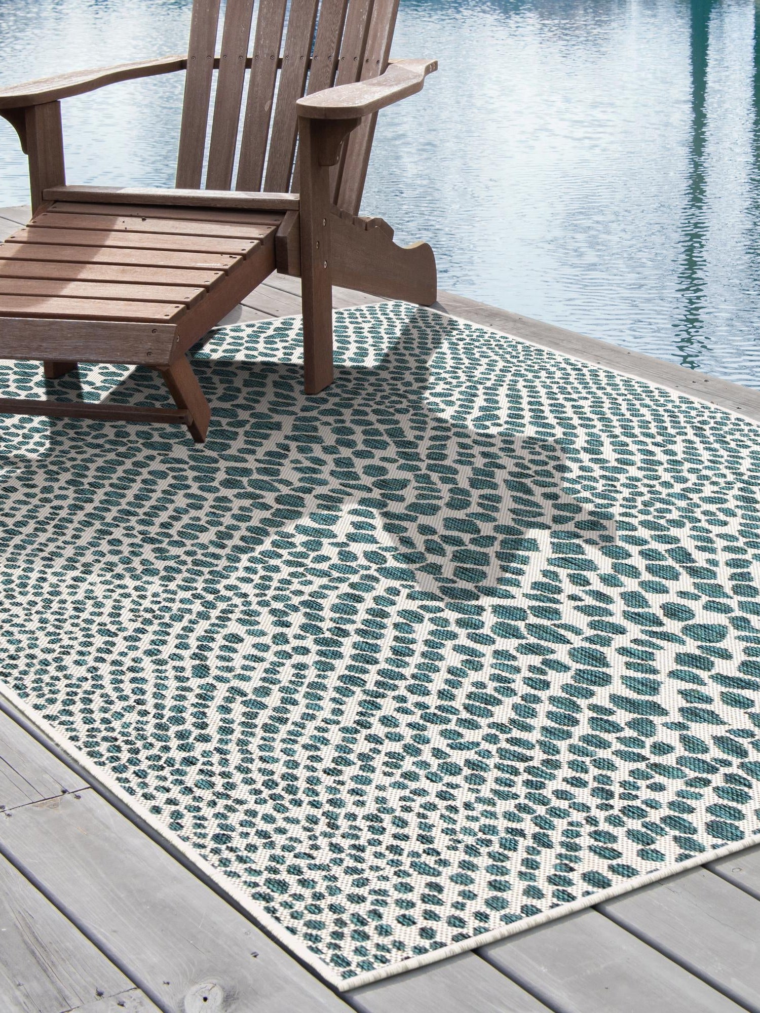 Teal 7' 1 x 10' Jill Zarin Outdoor Rectangle Area Rug Weather Resistant for Patio, Deck, Terrace, Balcony, Porch Durable 100% Polypropylene Carpet for Outside for Sale at Rug Engine