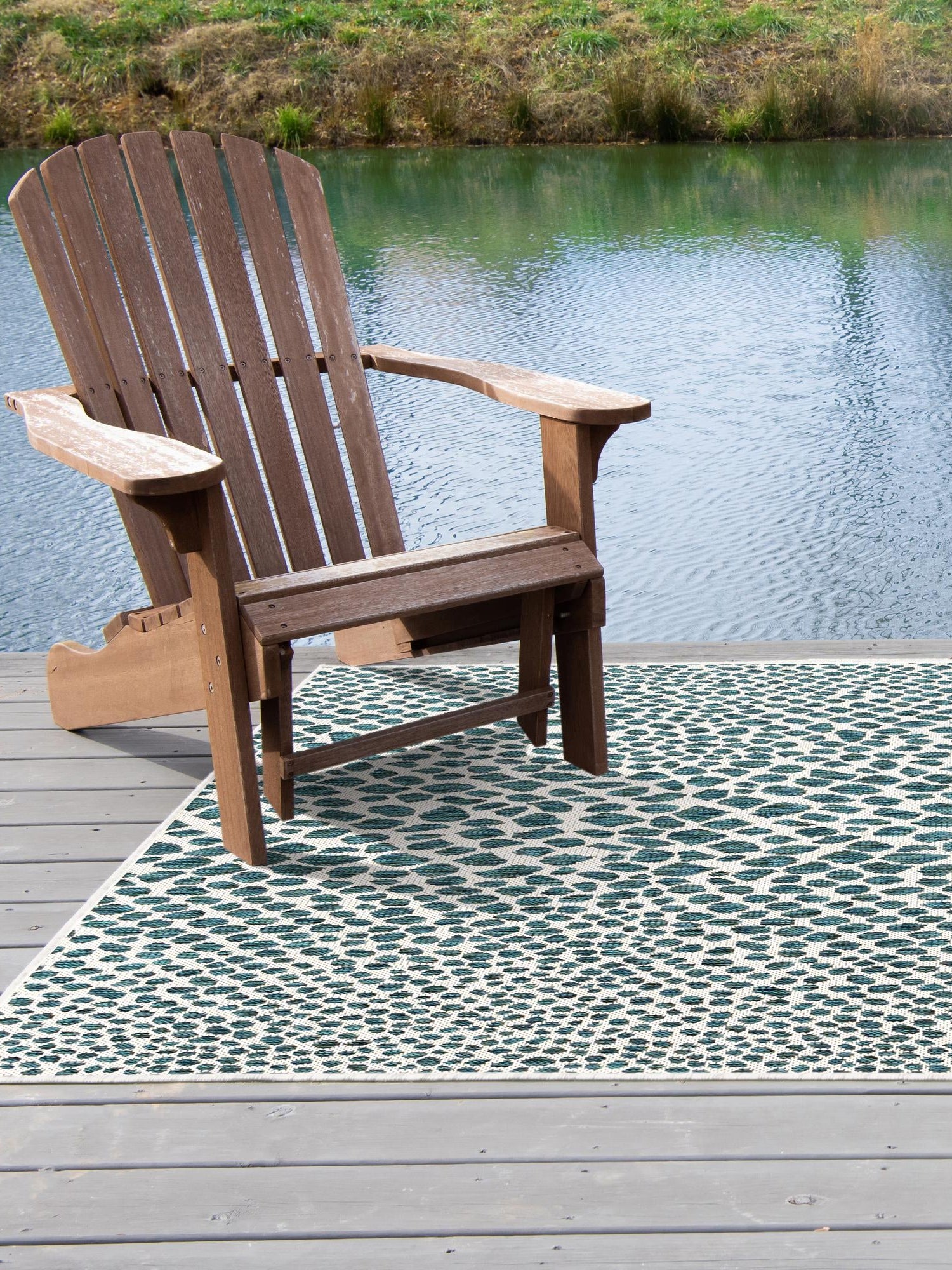 Teal 6' 1 x 9' Jill Zarin Outdoor Rectangle Area Rug Weather Resistant for Patio, Deck, Terrace, Balcony, Porch Durable 100% Polypropylene Carpet for Outside for Sale at Rug Engine