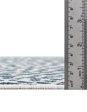 Teal 8' x 10' Jill Zarin Outdoor Oval Rug