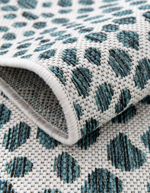Teal 8' x 10' Jill Zarin Outdoor Oval Rug