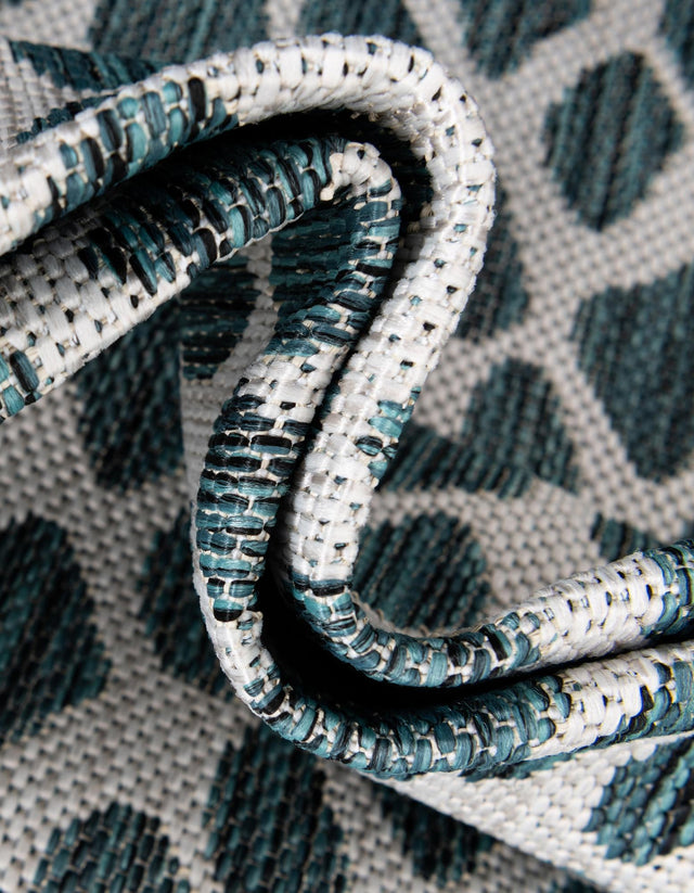 Teal 8' x 10' Jill Zarin Outdoor Oval Rug
