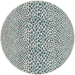 Teal 4' 1 x 4' 1 Jill Zarin Outdoor Round Area Rug Weather Resistant for Patio, Deck, Terrace, Balcony, Porch Durable 100% Polypropylene Carpet for Outside for Sale at Rug Engine