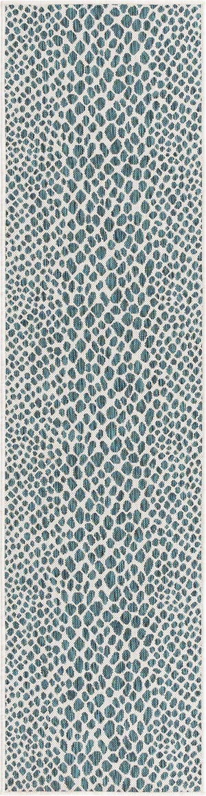 Teal 2' x 8' Jill Zarin Outdoor Runner Area Rug Weather Resistant for Patio, Deck, Terrace, Balcony, Porch Durable 100% Polypropylene Carpet for Outside for Sale at Rug Engine