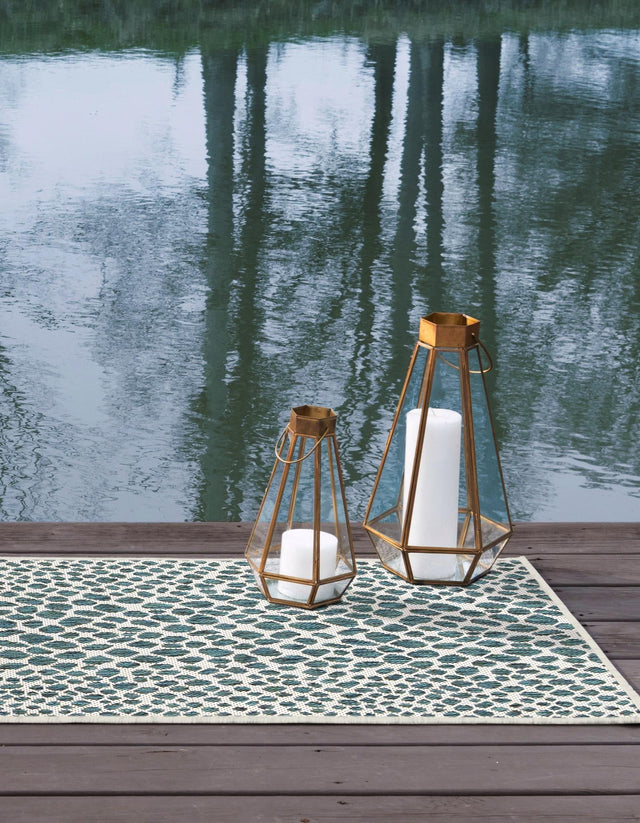 Teal 2' x 8' Jill Zarin Outdoor Runner Area Rug Weather Resistant for Patio, Deck, Terrace, Balcony, Porch Durable 100% Polypropylene Carpet for Outside for Sale at Rug Engine