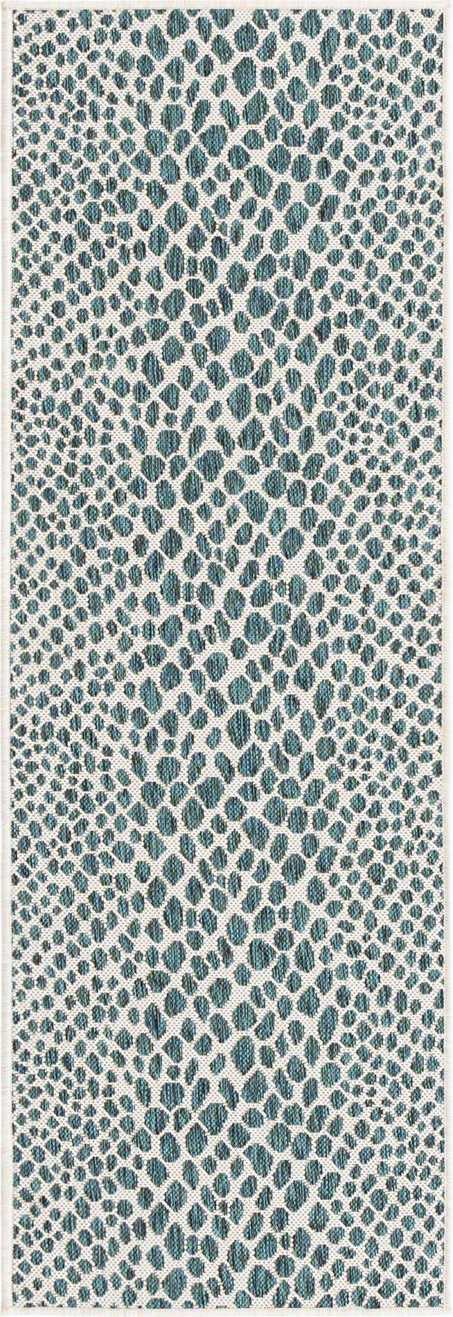 Teal 2' x 6' 1 Jill Zarin Outdoor Runner Area Rug Weather Resistant for Patio, Deck, Terrace, Balcony, Porch Durable 100% Polypropylene Carpet for Outside for Sale at Rug Engine