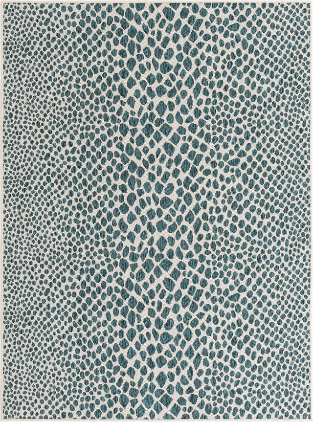 Teal 1' 4 x 1' 4 Jill Zarin Outdoor Sample Area Rug Weather Resistant for Patio, Deck, Terrace, Balcony, Porch Durable 100% Polypropylene Carpet for Outside for Sale at Rug Engine