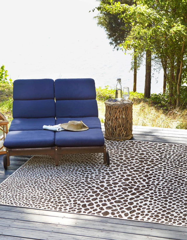 Black 7' 10 x 7' 10 Jill Zarin Outdoor Square Area Rug Weather Resistant for Patio, Deck, Terrace, Balcony, Porch Durable 100% Polypropylene Carpet for Outside for Sale at Rug Engine