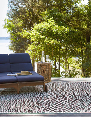 Black 7' 10 x 7' 10 Jill Zarin Outdoor Square Area Rug Weather Resistant for Patio, Deck, Terrace, Balcony, Porch Durable 100% Polypropylene Carpet for Outside for Sale at Rug Engine