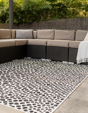 Black 7' 10 x 7' 10 Jill Zarin Outdoor Square Area Rug Weather Resistant for Patio, Deck, Terrace, Balcony, Porch Durable 100% Polypropylene Carpet for Outside for Sale at Rug Engine