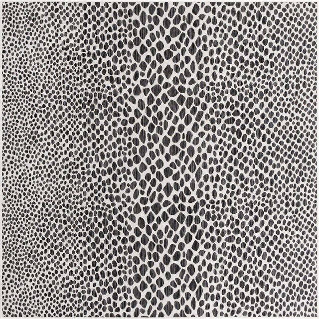 Black 7' 10 x 7' 10 Jill Zarin Outdoor Square Area Rug Weather Resistant for Patio, Deck, Terrace, Balcony, Porch Durable 100% Polypropylene Carpet for Outside for Sale at Rug Engine