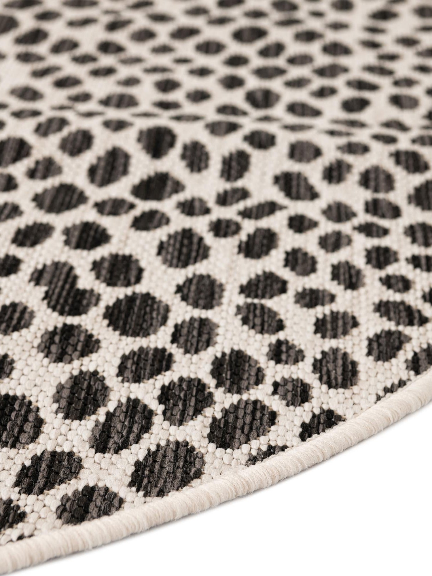 Black 3' 1 x 3' 1 Jill Zarin Outdoor Round Area Rug Weather Resistant for Patio, Deck, Terrace, Balcony, Porch Durable 100% Polypropylene Carpet for Outside for Sale at Rug Engine