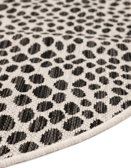 Black 7' 10 x 7' 10 Jill Zarin Outdoor Round Area Rug Weather Resistant for Patio, Deck, Terrace, Balcony, Porch Durable 100% Polypropylene Carpet for Outside for Sale at Rug Engine