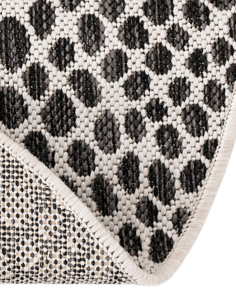 Black 7' 10 x 7' 10 Jill Zarin Outdoor Round Area Rug Weather Resistant for Patio, Deck, Terrace, Balcony, Porch Durable 100% Polypropylene Carpet for Outside for Sale at Rug Engine