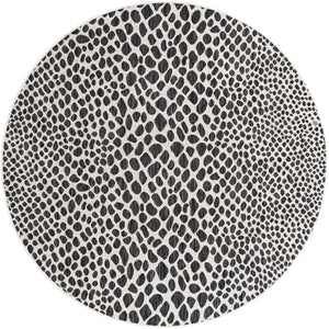 Black 6' 7 x 6' 7 Jill Zarin Outdoor Round Area Rug Weather Resistant for Patio, Deck, Terrace, Balcony, Porch Durable 100% Polypropylene Carpet for Outside for Sale at Rug Engine