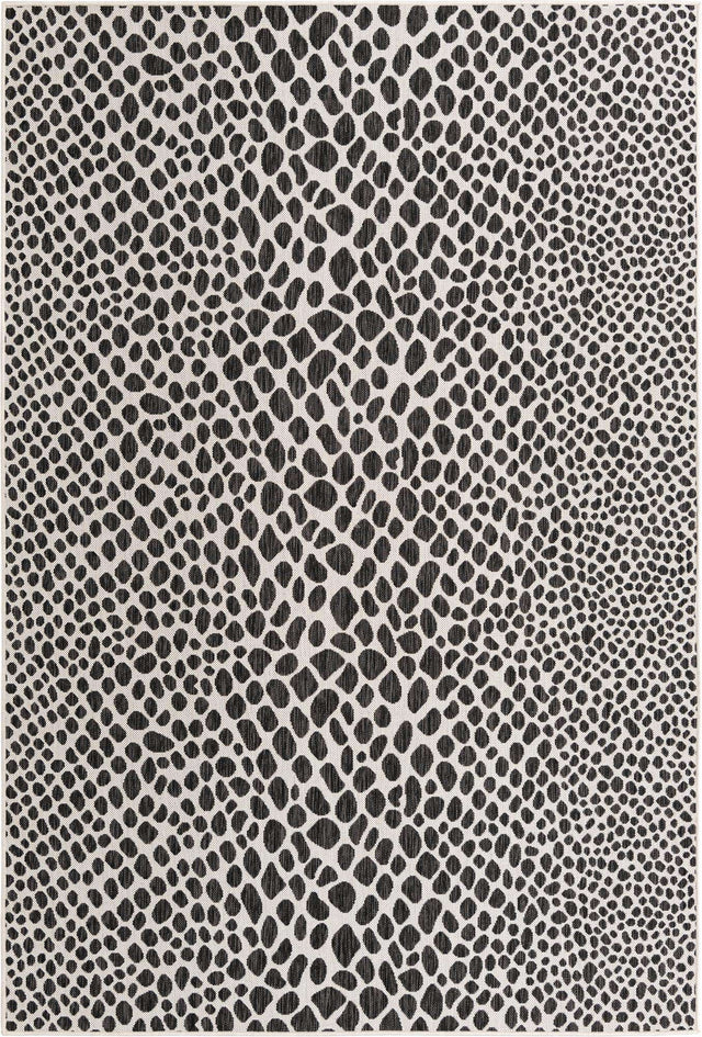 Black 6' 1 x 9' Jill Zarin Outdoor Rectangle Area Rug Weather Resistant for Patio, Deck, Terrace, Balcony, Porch Durable 100% Polypropylene Carpet for Outside for Sale at Rug Engine