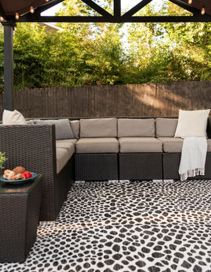 Black 7' 1 x 10' Jill Zarin Outdoor Rectangle Area Rug Weather Resistant for Patio, Deck, Terrace, Balcony, Porch Durable 100% Polypropylene Carpet for Outside for Sale at Rug Engine