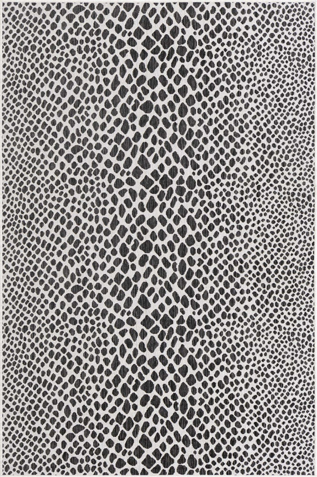 Black 5' 3 x 8' Jill Zarin Outdoor Rectangle Area Rug Weather Resistant for Patio, Deck, Terrace, Balcony, Porch Durable 100% Polypropylene Carpet for Outside for Sale at Rug Engine