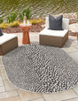Black 7' 10 x 10' Jill Zarin Outdoor Oval Area Rug Weather Resistant for Patio, Deck, Terrace, Balcony, Porch Durable 100% Polypropylene Carpet for Outside for Sale at Rug Engine