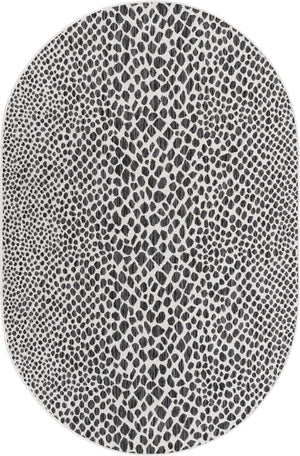 Black 5' 3 x 8' Jill Zarin Outdoor Oval Area Rug Weather Resistant for Patio, Deck, Terrace, Balcony, Porch Durable 100% Polypropylene Carpet for Outside for Sale at Rug Engine