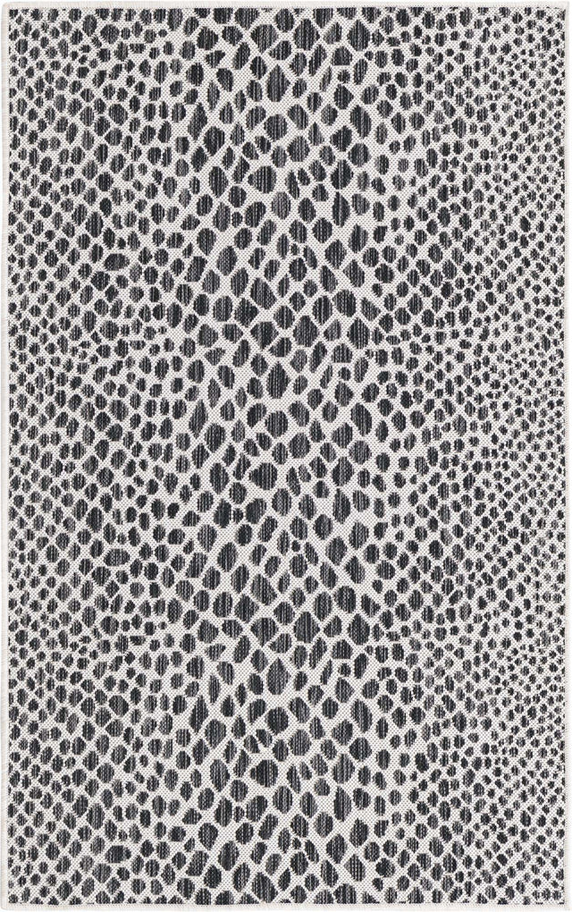 Black 3' 1 x 5' 3 Jill Zarin Outdoor Rectangle Area Rug Weather Resistant for Patio, Deck, Terrace, Balcony, Porch Durable 100% Polypropylene Carpet for Outside for Sale at Rug Engine