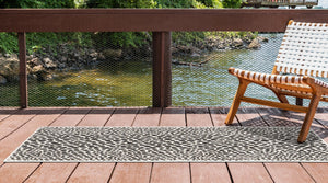 Black 2' 7 x 10' Jill Zarin Outdoor Runner Area Rug Weather Resistant for Patio, Deck, Terrace, Balcony, Porch Durable 100% Polypropylene Carpet for Outside for Sale at Rug Engine
