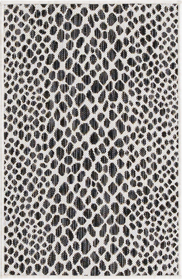 Black 2' x 3' 1 Jill Zarin Outdoor Rectangle Area Rug Weather Resistant for Patio, Deck, Terrace, Balcony, Porch Durable 100% Polypropylene Carpet for Outside for Sale at Rug Engine