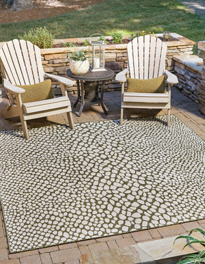 Green 10' 8 x 10' 8 Jill Zarin Outdoor Square Area Rug Weather Resistant for Patio, Deck, Terrace, Balcony, Porch Durable 100% Polypropylene Carpet for Outside for Sale at Rug Engine