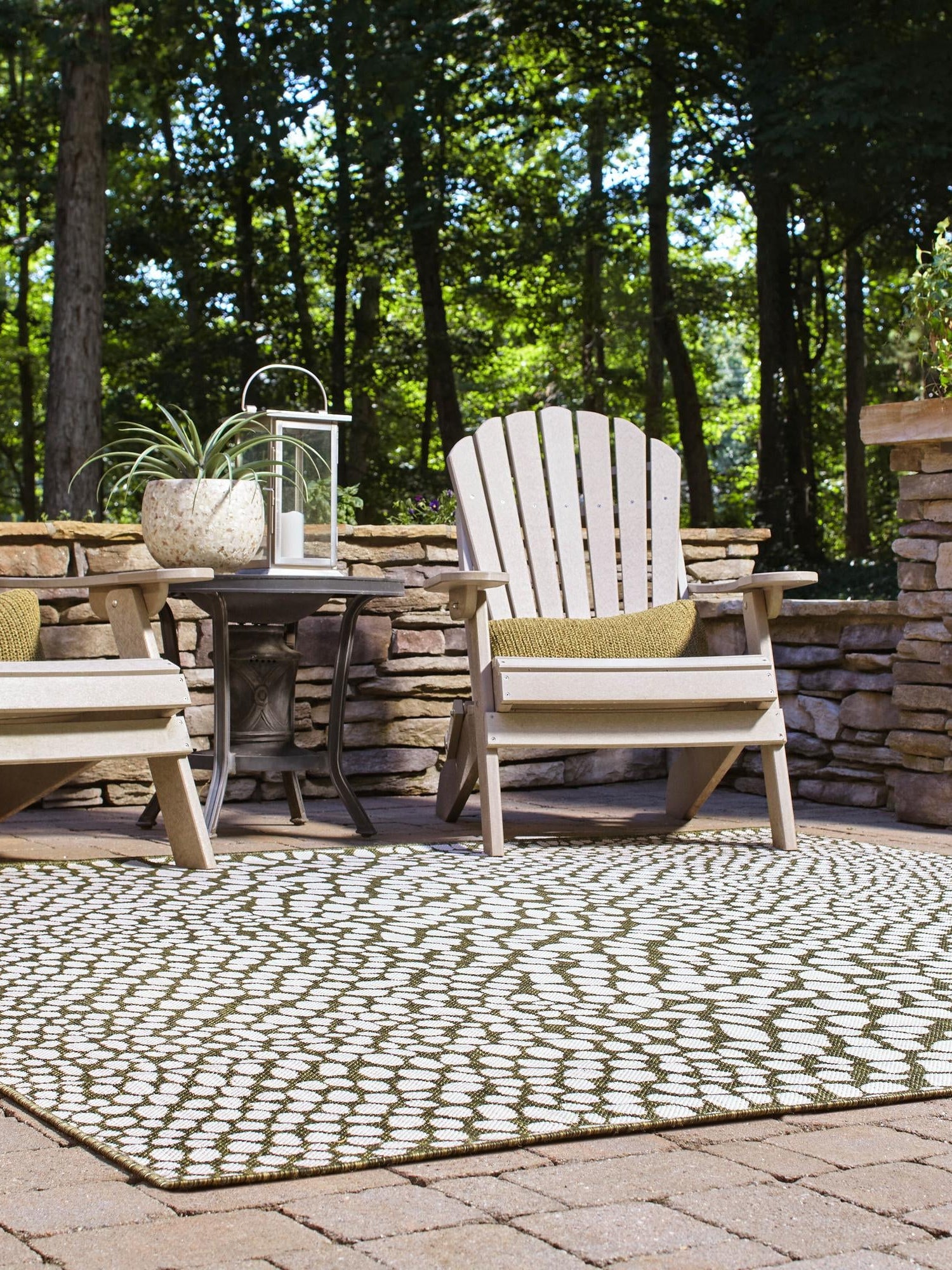 Green 13' 1 x 13' 1 Jill Zarin Outdoor Square Area Rug Weather Resistant for Patio, Deck, Terrace, Balcony, Porch Durable 100% Polypropylene Carpet for Outside for Sale at Rug Engine