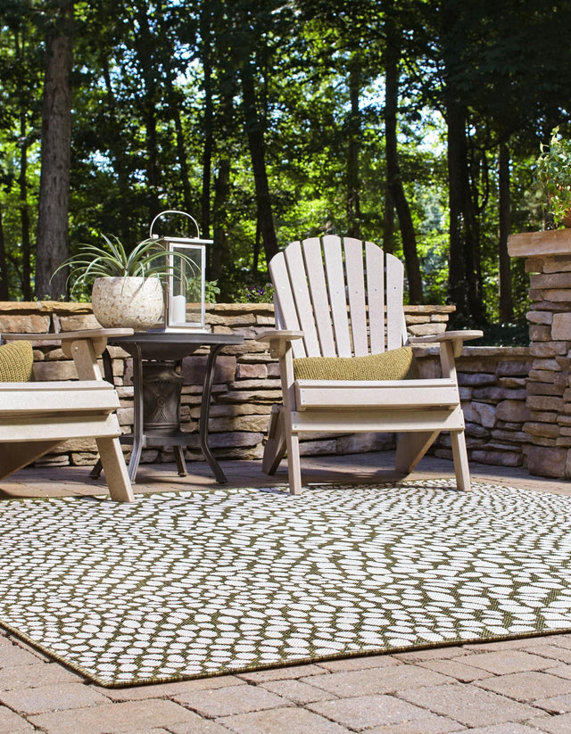 Green 13' 1 x 13' 1 Jill Zarin Outdoor Square Area Rug Weather Resistant for Patio, Deck, Terrace, Balcony, Porch Durable 100% Polypropylene Carpet for Outside for Sale at Rug Engine
