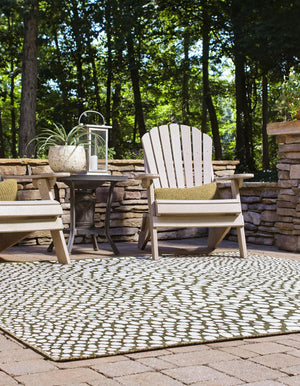 Green 7' 10 x 7' 10 Jill Zarin Outdoor Square Area Rug Weather Resistant for Patio, Deck, Terrace, Balcony, Porch Durable 100% Polypropylene Carpet for Outside for Sale at Rug Engine