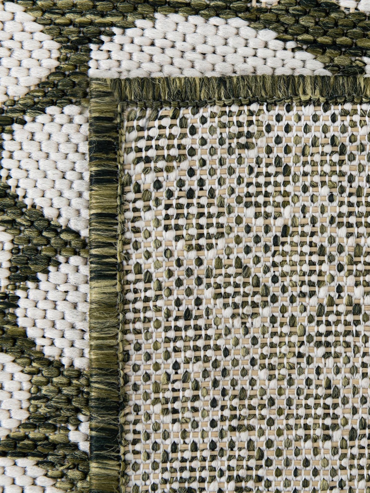 Green 13' 1 x 13' 1 Jill Zarin Outdoor Square Area Rug Weather Resistant for Patio, Deck, Terrace, Balcony, Porch Durable 100% Polypropylene Carpet for Outside for Sale at Rug Engine