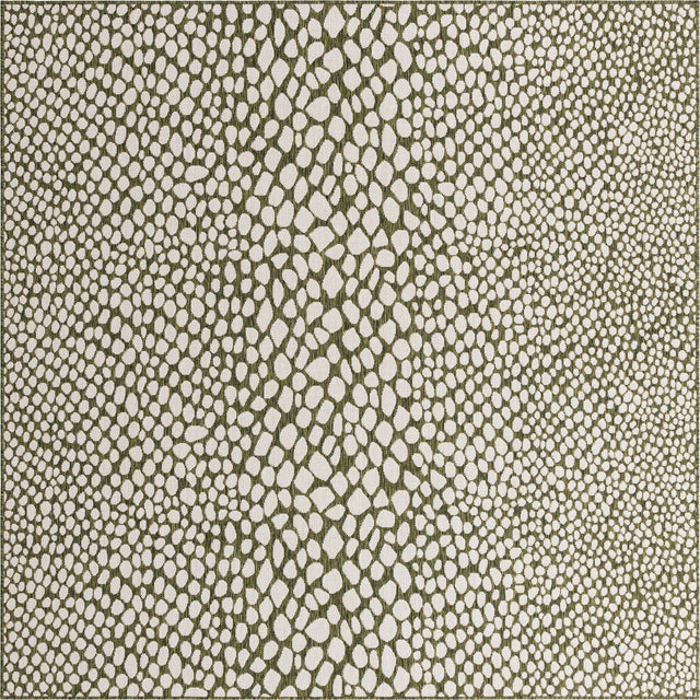 Green 7' 10 x 7' 10 Jill Zarin Outdoor Square Area Rug Weather Resistant for Patio, Deck, Terrace, Balcony, Porch Durable 100% Polypropylene Carpet for Outside for Sale at Rug Engine
