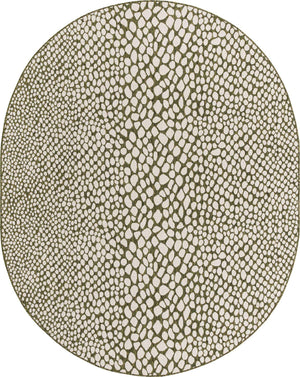 Green 7' 10 x 10' Jill Zarin Outdoor Oval Area Rug Weather Resistant for Patio, Deck, Terrace, Balcony, Porch Durable 100% Polypropylene Carpet for Outside for Sale at Rug Engine
