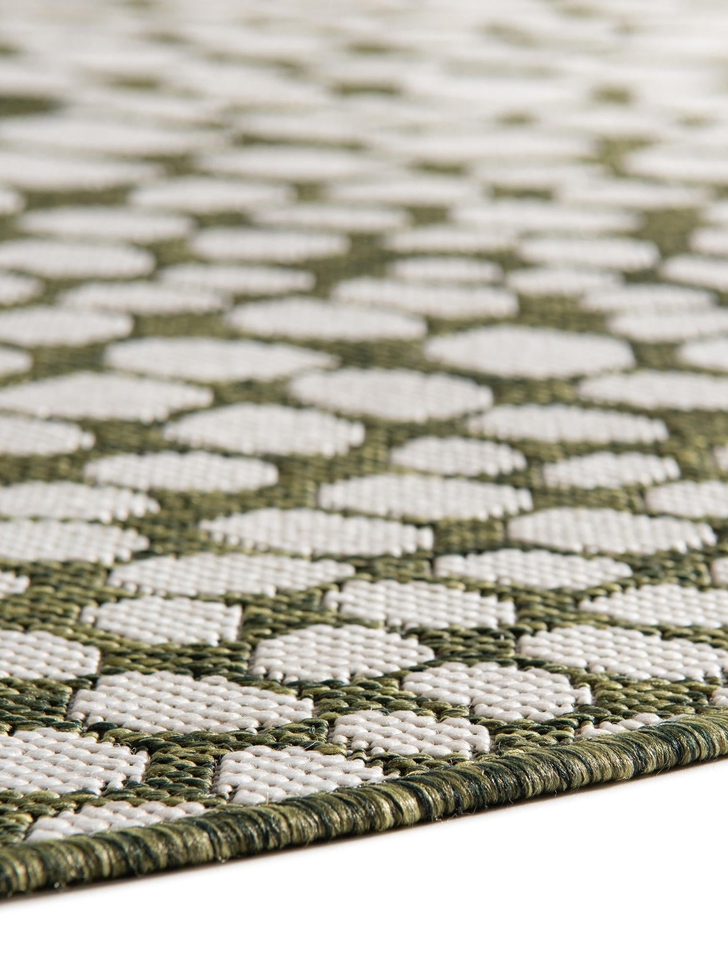 Green 4' 1 x 4' 1 Jill Zarin Outdoor Round Area Rug Weather Resistant for Patio, Deck, Terrace, Balcony, Porch Durable 100% Polypropylene Carpet for Outside for Sale at Rug Engine