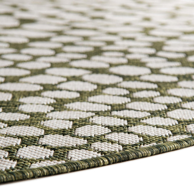 Green 4' 1 x 4' 1 Jill Zarin Outdoor Round Area Rug Weather Resistant for Patio, Deck, Terrace, Balcony, Porch Durable 100% Polypropylene Carpet for Outside for Sale at Rug Engine