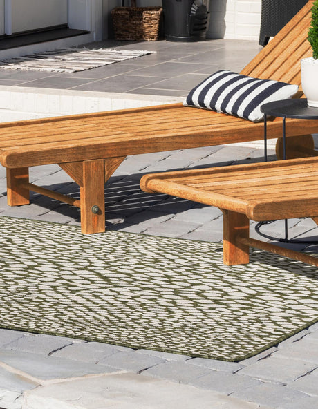 Green 6' 1 x 9' Jill Zarin Outdoor Rectangle Area Rug Weather Resistant for Patio, Deck, Terrace, Balcony, Porch Durable 100% Polypropylene Carpet for Outside for Sale at Rug Engine