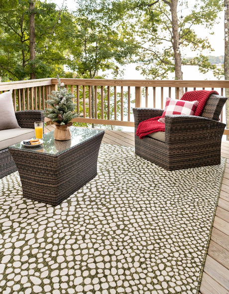 Green 6' 1 x 9' Jill Zarin Outdoor Rectangle Area Rug Weather Resistant for Patio, Deck, Terrace, Balcony, Porch Durable 100% Polypropylene Carpet for Outside for Sale at Rug Engine